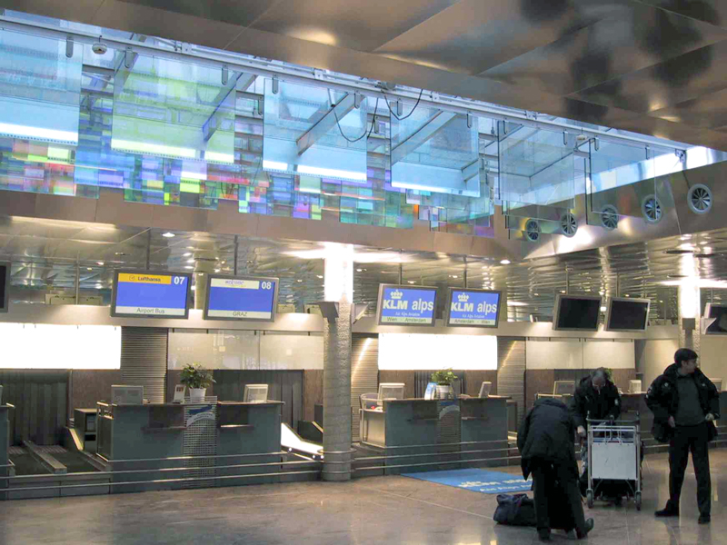 Dichroic ceiling at Innsbruck airport